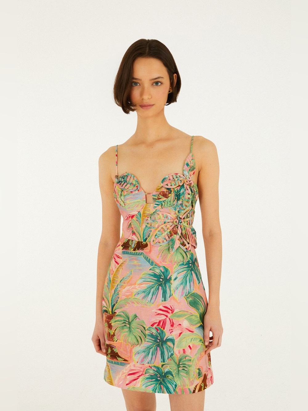 FARM RIO Soft Pink Pool Time 3d Flowers Mini Dress - Picture 4 of 4